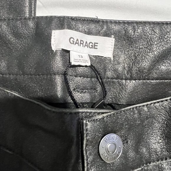 NWT Garage Women's Pantalon Straight Faux Leather Pants size 13 Washed black - Picture 7 of 11